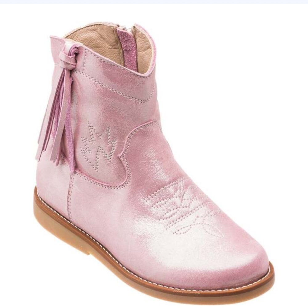 Elephantito Pink Boots with Zipper and Decorative Stitching
